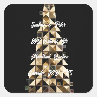 Adesivo Quadrado Árvore de Natal Geométrica Mosaico Dourado
