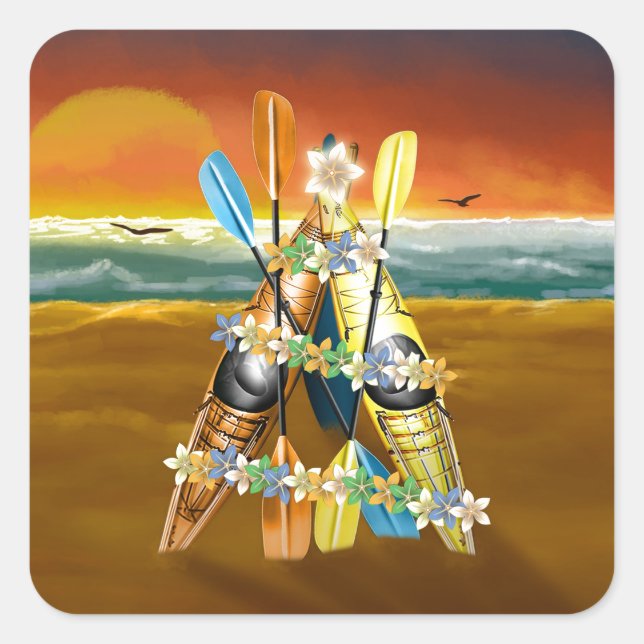 Adesivo Quadrado Árvore de Natal Kayak - Tropical (Frente)