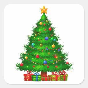 Adesivo Quadrado Árvore de Natal lindamente decorada