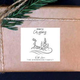 Adesivo Quadrado Árvore de Natal Moderna e Elegante e Reindeer