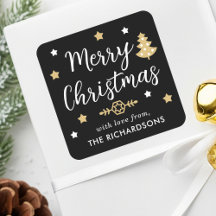 Árvore de Natal Moderna Nome da Família Preto Pers