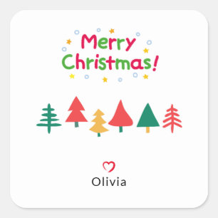 Adesivo Quadrado Árvore de Natal Moderna Simples
