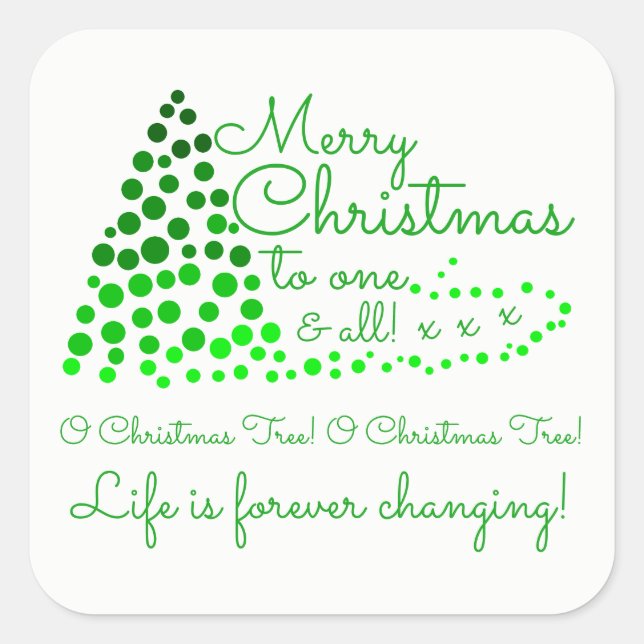 Adesivo Quadrado Árvore de Natal Ombré, Vinheta Quadrada Festiva (Frente)