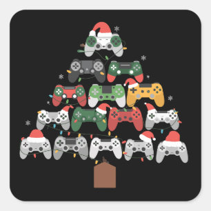 Adesivo Quadrado Árvore de Natal para Gamers Presentes de Natal 