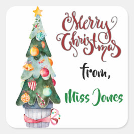 Adesivo Quadrado Árvore de Natal Personalizada