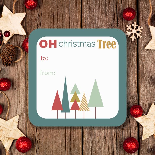 Adesivo Quadrado Árvore de Natal Retro Colorida (Criador carregado)