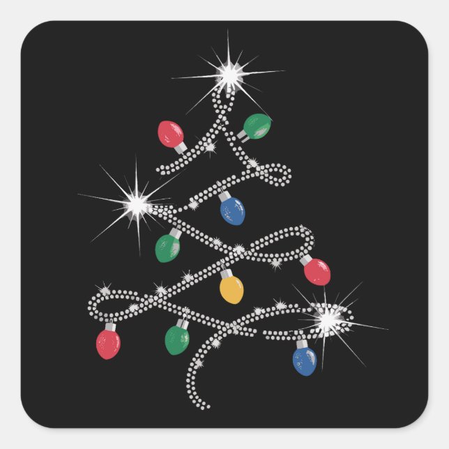 Adesivo Quadrado Árvore de Natal Rhinestone Mega Bling (Frente)