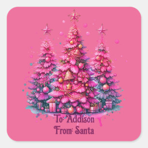 Adesivo Quadrado Árvore de Natal rosa Trendência Pré-Papoila Estéti