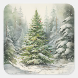 Adesivo Quadrado Árvore de Natal russa