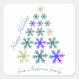 Adesivo Quadrado Árvore de Natal Snowflake Personalizada de Natal