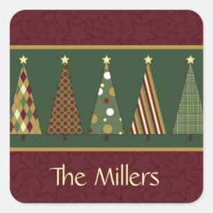 Adesivo Quadrado Árvore de Natal Vermelha e Verde