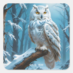 Adesivo Quadrado Árvore de Neve da Coruja Fantasy