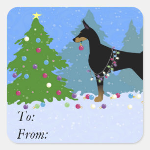 Adesivo Quadrado Árvore Decorante Doberman na Floresta