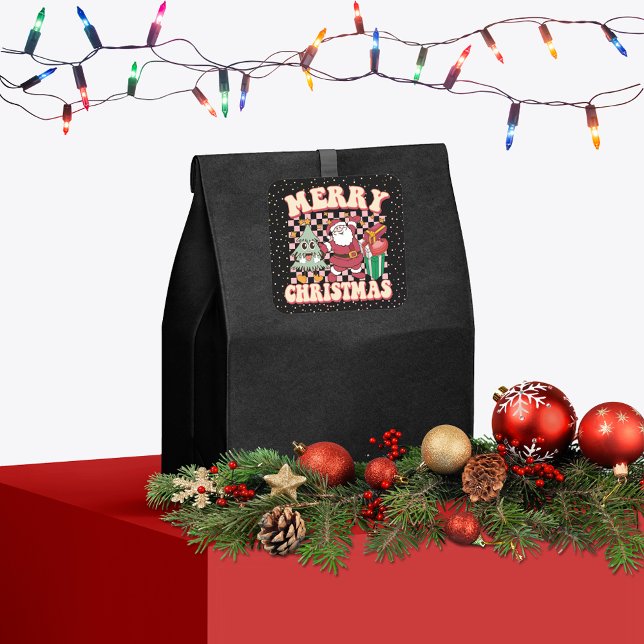 Adesivo Quadrado Árvore do Natal Merry Natal Papai Noel Natal dos a (Criador carregado)