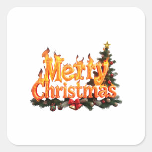 Adesivo Quadrado Árvore Feliz de Natal