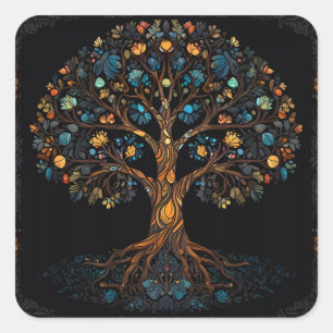 Adesivo Quadrado Árvore Mosaica Encantada