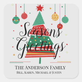 Adesivo Quadrado Árvore Natal Retroativa Personalizável