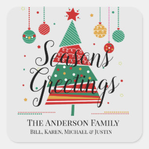 Adesivo Quadrado Árvore Natal Retroativa Personalizável