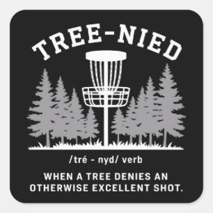 Adesivo Quadrado Árvore Nied Disc Golf Engraçado Estúpido Tree-nied