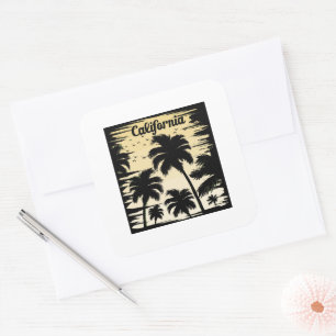 Adesivo Quadrado Árvore Palm da Califórnia