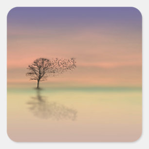 Adesivo Quadrado Árvore que funde no vento