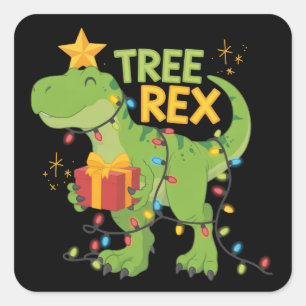Adesivo Quadrado Árvore Rex Família de Dinossauros Natal Grupo Comb