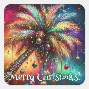 Adesivo Quadrado Árvore Tropical de Natal Whimsso Vivid