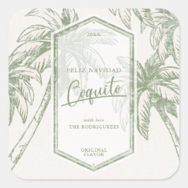 Adesivo Quadrado Árvore Tropical de Palm Vintage Coquito