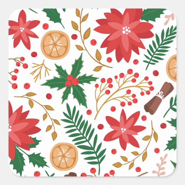 Adesivo Quadrado Árvore Verde Pine de Natal Moderna (Frente)