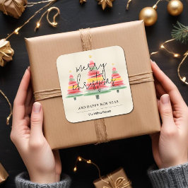 Adesivo Quadrado Árvores de Natal de Aquarela