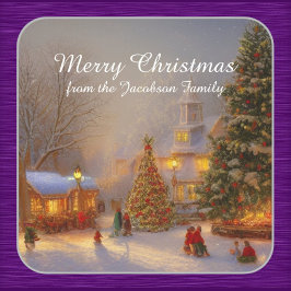 Adesivo Quadrado Árvores De Natal Em Quaint Village