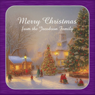 Adesivo Quadrado Árvores De Natal Em Quaint Village