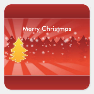 Adesivo Quadrado Árvores de Natal Formas de Pentes Vermelhos