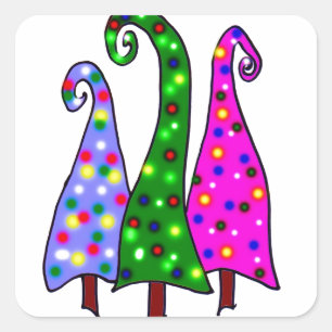 Adesivo Quadrado Árvores de Natal lunáticas