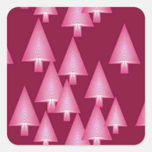 Adesivo Quadrado Árvores de Natal metálicas modernas - rosa e vin
