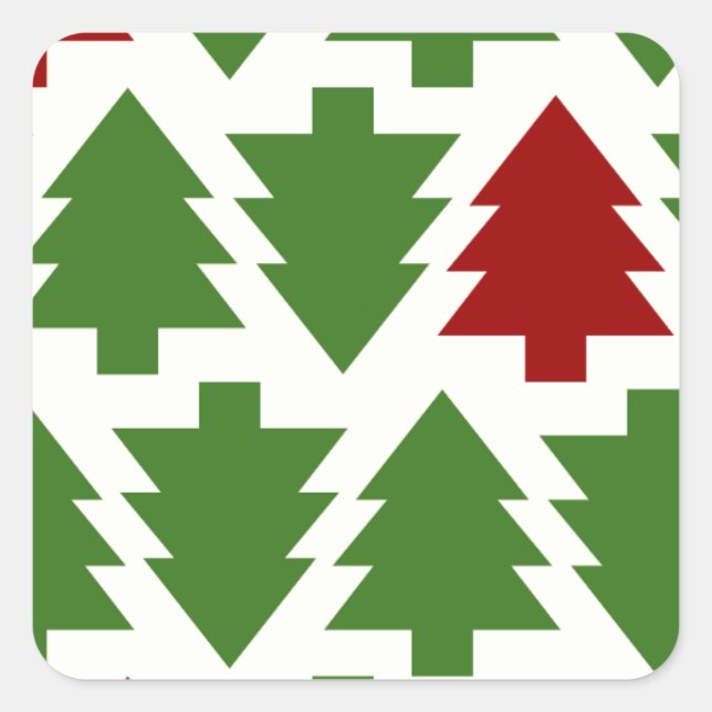 Adesivo Quadrado Árvores de Natal Padrão de Feriado (Frente)