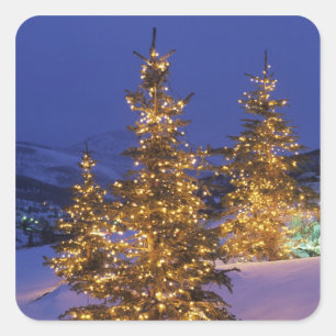 Adesivo Quadrado Árvores de Natal, Park City, montanhas de Wastch,