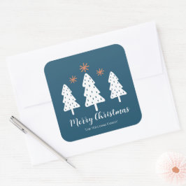 Adesivo Quadrado Árvores de Natal Simples Modernas - Estrelas de Na