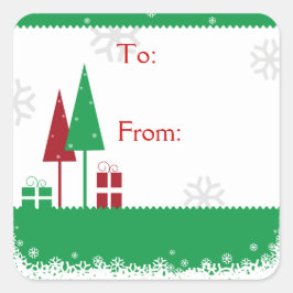 Adesivo Quadrado Árvores de Natal Verdes