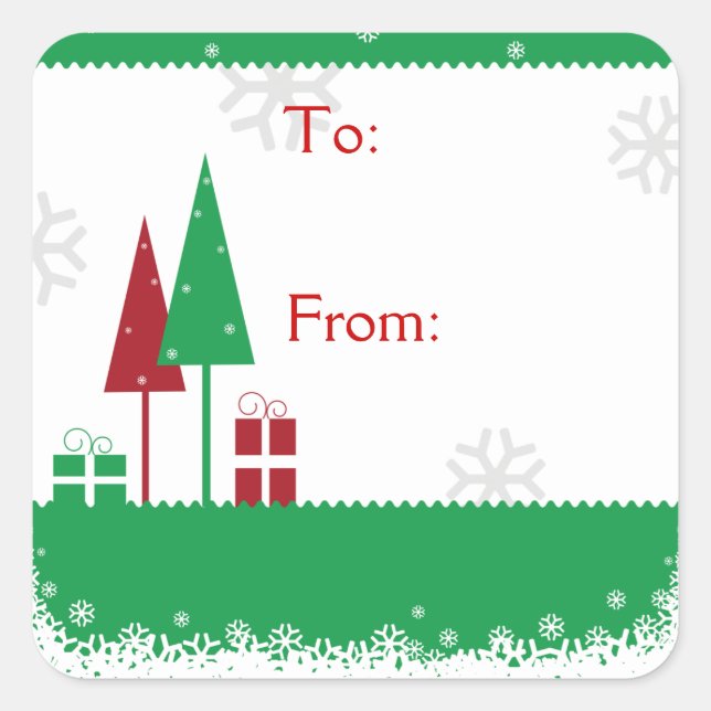 Adesivo Quadrado Árvores de Natal Verdes (Frente)