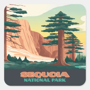 Adesivo Quadrado Árvores Montanhas do Parque Nacional Sequoia