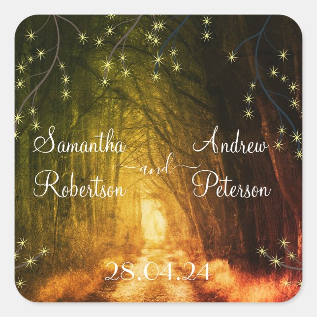 Adesivo Quadrado Árvores Rústicas Vintage (Frente)