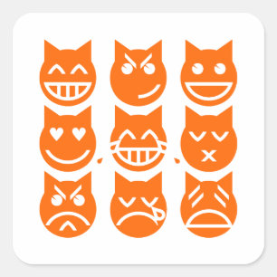 Adesivo Quadrado As 9 Vidas do Gato Emoji