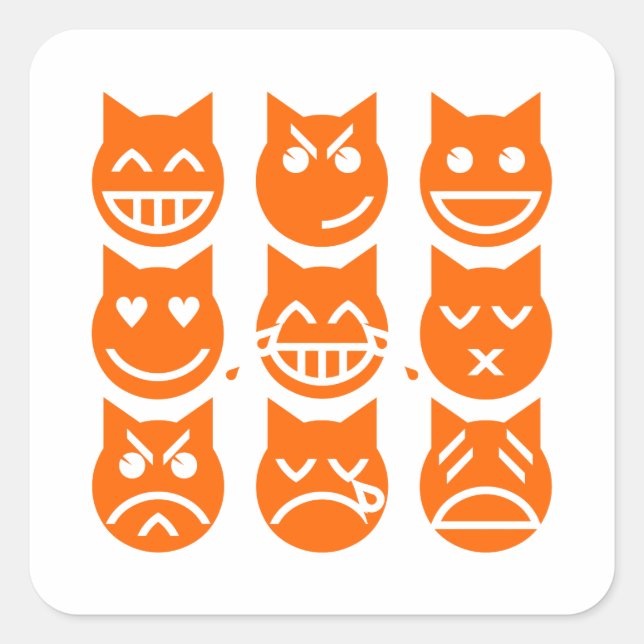 Adesivo Quadrado As 9 Vidas do Gato Emoji (Frente)