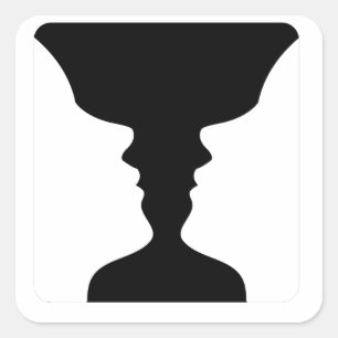 Adesivo Quadrado As caras ou a ilusão do vaso de duas caras gostam
