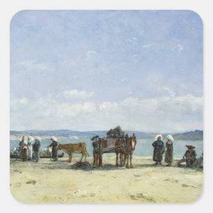 Adesivo Quadrado As esposas dos pescadores bretães, 1870-73 (óleo