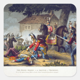 Adesivo Quadrado As Guardas do Cavalo na Batalha de Waterloo, ensej