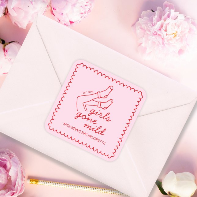 Adesivo Quadrado As Meninas Chic Ficaram Ligeiras Bachelorette Manu (Chic Girls Gone Mild Handwritten Bachelorette Square Sticker)