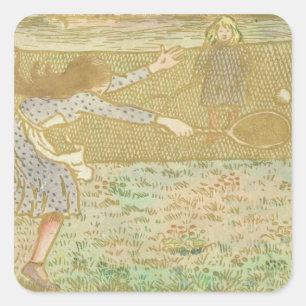 Adesivo Quadrado As meninas de Camille Pissarro que jogam o