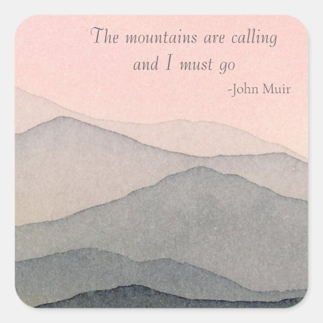 Adesivo Quadrado As Montanhas chamam Aquarela (Frente)